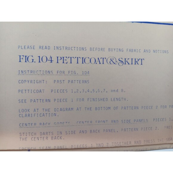 Vintage Past Patterns Fig.104 Size 10, Petticoat & Skirt Sewing Pattern - Picture 3 of 9